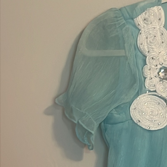 Regencycore J2 baby blue dusk blouse size M wave soft fabric sheer fairycor 100 - Picture 7 of 12